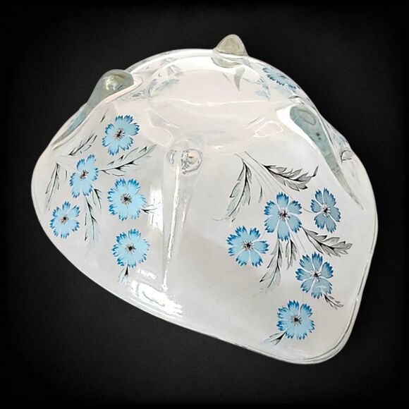 Anchor Hocking Swedish Modern Blue Cornflower Glass Serving Bowls Pair MCM Vntg - Picture 6 of 11